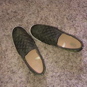 Army green slip ons